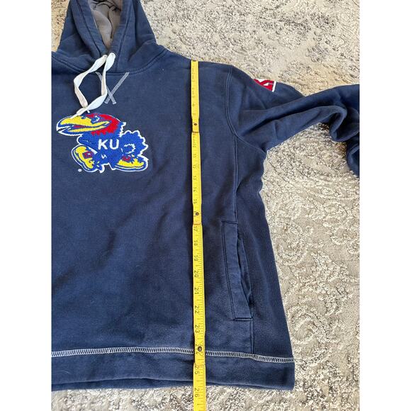 Majestic Men's KU Jayhawks Chenille Patch Logo Hoodie Sz. Medium - Picture 8 of 11